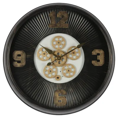 Productafbeelding van Clayre & Eef Wandklok, diameter 60 cm, zwart, ijzer