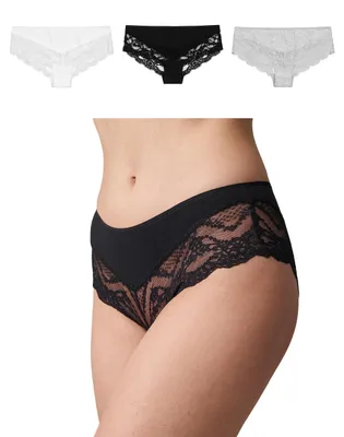 Produktbild von Snocks Hipster Damen mit Spitze aus Baumwolle, 3er Pack – 3x Mix3