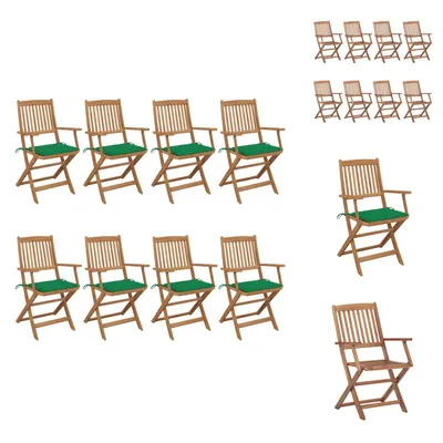 Produktbild von vidaXL Klappbare Gartenstühle 8 Stk. mit Kissen Massivholz Akazie -  Gartenstühle