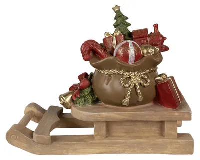 Obrázek produktu pro Clayre & Eef Figurka na saních 38x16x29 cm Hnědá polyresinová figurka