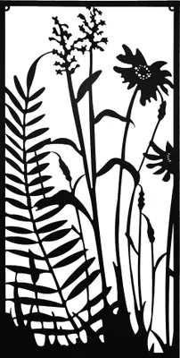 Produktbild von UNUS Deko Metallbild Farn und Blumen mit Haken in schwarz 120x60