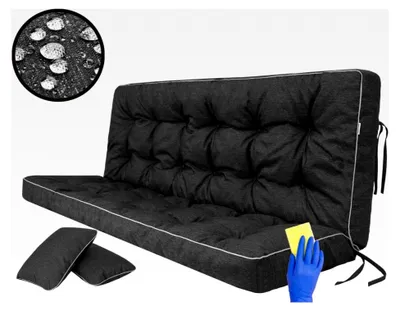 Produktbild von Sitzkissen für Gartenbank, Schaukelkissen, Bodenkissen, Kissen für Hollywoodschaukel - 150 cm - Schwarz
