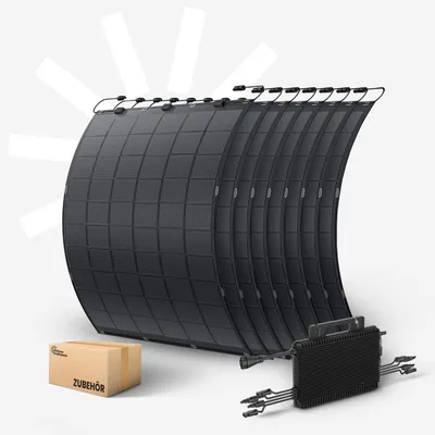 Produktbild von Kleines Kraftwerk Flexibles Balkonkraftwerk 1800Wp – 0% MwSt – Flexible Solarmodule 8×225W Set inkl. Wechselrichter & 5m Anschlusskabel