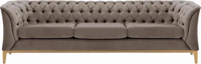 Image de Sofa trois places Chesterfield Modern Wood-Velluto 17-Chêne clair