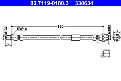 Produktbild von ATE 83.7119-0180.3 Bremsschlauch für SAAB 9-5 Kombi (YS3E) 9-5 (YS3E)