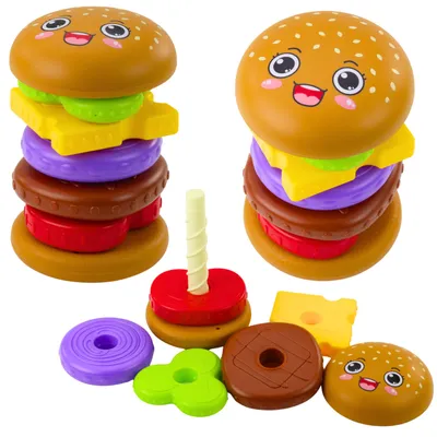 Image de Puzzle Pyramide Hamburger Pour Enfants Coloré 7 Pièces.