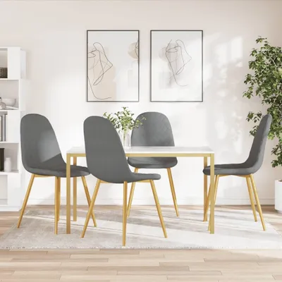 Produktbild von The Living Store Esszimmerstühle 4 Stk. Hellgrau Samt