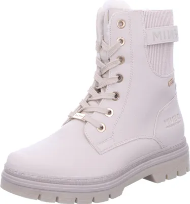 A single beige boot is shown against a white background.