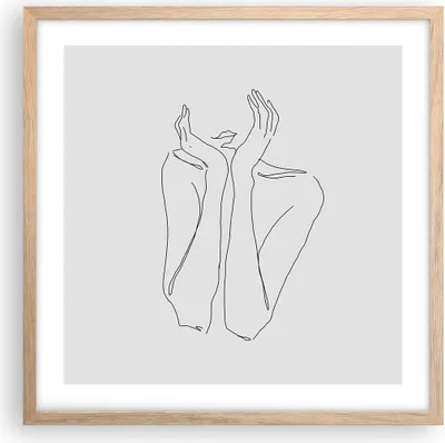 Produktbild von Gerahmtes Poster - Rahmen in heller Eiche - Träumerei Frau Skizze - 50x50 cm - Wand Bild - Wanddeko - Wandbilder - Kunstposter - Wandposter - Bilderrahmen - Bilder - Kunstdruck - P2NAC50x50-4414