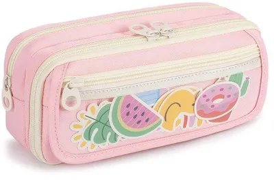 Productafbeelding van Ibenzoa® Grote, multifunctionele etui met rits – 21,5 x 7,2 x 9,6 cm, geribbeld polyester, 9 vakken, geschikt voor maximaal 100 pennen, roze/paars/blauw