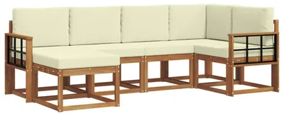 Produktbild von vidaXL Outdoor-Sofagarnitur mit Kissen 6 pcs Natur und Creme