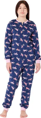 Produktbild von Merry Style Mädchen Jugend Schlafanzug Strampelanzug Schlafoverall MS10-235 (Marineblau/Einhorn, 176)