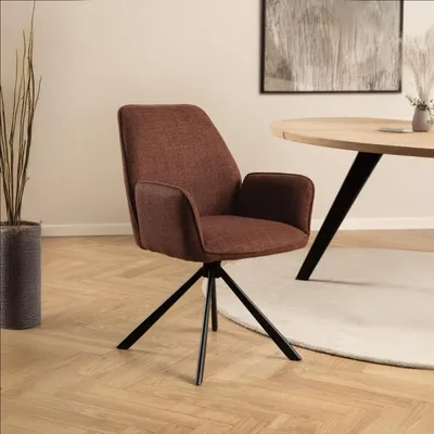 Productafbeelding van Eetkamerstoel Lugo Met Armleuning Terracotta Basel - Giga Living- Set van 2