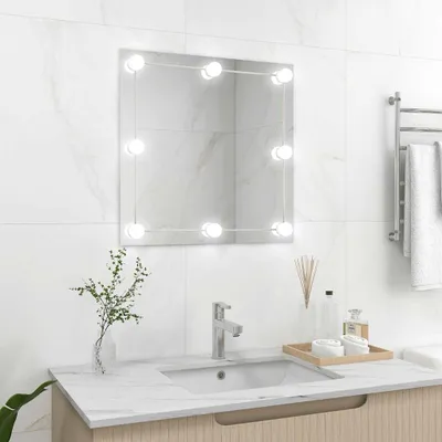 Zdjęcie produktu dla vidaXL Lustro ścienne z oświetleniem LED Kwadratowe szkło