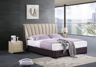 Produktbild von Bett Polsterbett Luxus Schlafzimmer Design Betten Textil Holz Bettgestell Neu