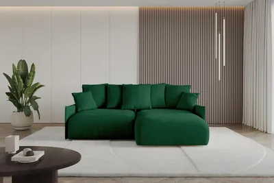 Produktbild von ALTDECOR Ecksofa mit Schlaffunktion und Bettkasten ONESK-L  216x177x72 cm  Grün - Corner Sofa Eckcouch Couch L-Form  angeordnet Schlafcouch Ausziehbar Wohnlandschaft