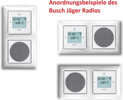 Produktbild von Busch Jäger Unterputz UP Digitalradio 8215 U (8215U) Komplett-Set im eleganten Busch balance® SI Design in alpinweiß 1722-914 // Lautsprecher + Radioeinheit + Abdeckungen in 2 fach Rahmen integriert (Unterputzradio) Radio