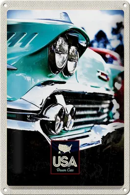 Produktbild von Blechschild Reise 20x30cm Amerika Oldtimer Amerika grün