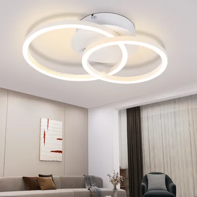 Produktbild von ZMH LED Deckenleuchte Schlafzimmer 2 Ringe Weiß Drehbar Wohnzimmerlampe Runde  Schlafzimmerlampe 24W 3000K Warmweiß Küchenlampe für Küche