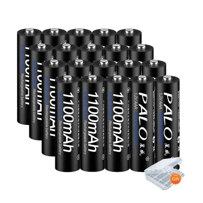 Image de Piles AAA rechargeables, capacité de 1100mAh, technologie Ni-MH, 20 piles AAA