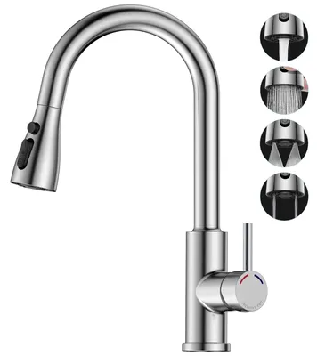 Obrázok produktu pre Kúpeľňová batéria z nehrdzavejúcej ocele, výsuvná, s 360° otočnou funkciou