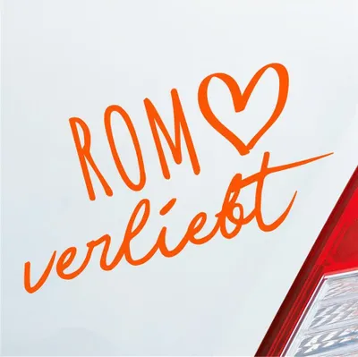 Produktbild von Auto Aufkleber Rom verliebt Herz Stadt Heimat Liebe Car 19x10 cm Orange Sticker Heckscheibenaufkleber