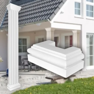 Produktbild von PRESTIGE DECOR Basis für Halbsäulen 500x250x120mm Säulenfuß Kunstharzputz weiß, Fassadenverkleidung aussen Sockel Wandverkleidung (Basis LC115-3H, Größe L halbiert)