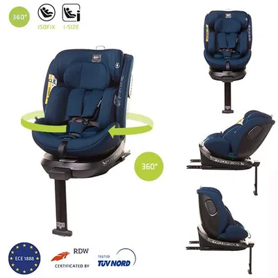 Obrázek produktu pro 4Baby | Dětská autosedačka - otočná o 360° - s ISOFIXEM, I-SIZE, 40-150 cm, dodatečná boční ochrana, po směru i proti směru jízdy - Modrá - ENZO-FIX