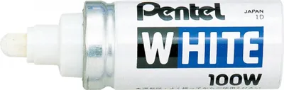 A close-up shot of a white Pentel permanent marker.