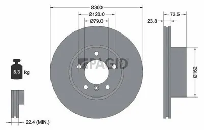 Produktbild von PAGID Bremsscheibe Vorne für BMW 3 Touring (E91) 300mm 54377NHC