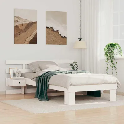 Produktbild von Maison Exclusive - Bettrahmen mit Kopfteil Weiß 90 x 190 cm Massives Kiefernholz