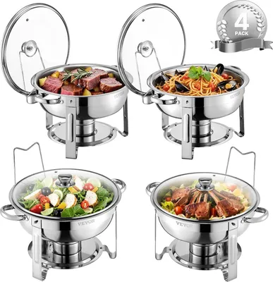 Obrázok produktu pre Chafing dish, nerezová oceľ, ideálny na podujatia, 4-pack silver