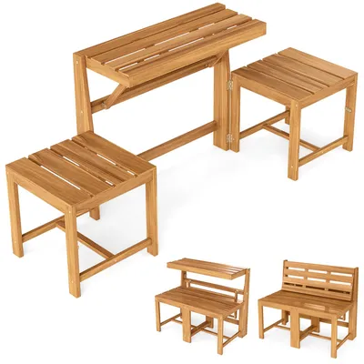 Obrázek produktu pro COSTWAY 2 v 1 zahradní lavička, zahradní stůl s lavicí, dřevěná lavice pro 2 osoby, balkonová sada, balkonový nábytek, balkon, sedací souprava, zahradní nábytek, terasa