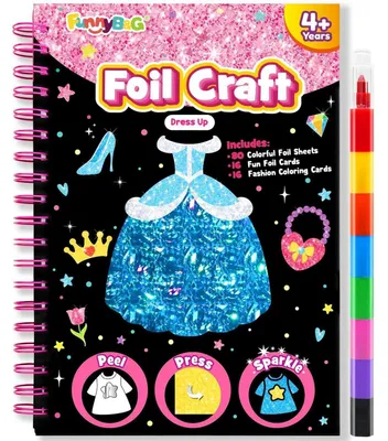 Image de Kit de loisirs créatifs "Foil Art" pour enfants, 16 créations artistiques, jouet créatif pour les voyages, cadeau DIY pour filles de 4 à 9 ans