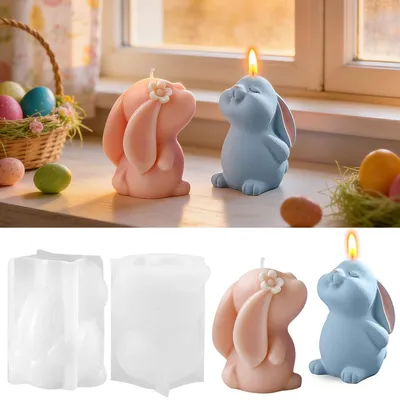 Produktbild von 2 Silikonformen: Osterhase, Kerzenform, Geldgeschenk, Aromatherapie, Seife