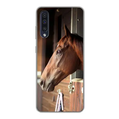 Produktbild von MuchoWow® Handyhülle Schutzhülle Hülle für Samsung Galaxy A30s Pferd - Stall - Sonne Silikon Softcase Handy Hülle - Karteninhaber