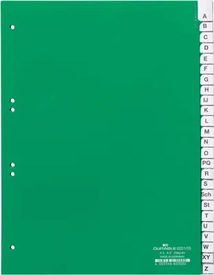 Produktbild von DURABLE Register A4 25-tlg. A-Z, mit Deckblatt PP, 620105 grün