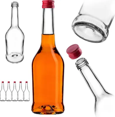Produktbild von KADAX Likörflaschen 500ml, 5 Stück, Leere Flaschen zum Befüllen von Öl, Essig, Likör, Wein und Schnaps, Glasflaschen, Schnapsflaschen, Saftflaschen (Rot)