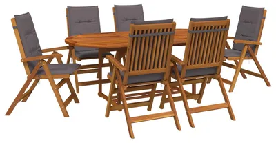 Image de Ensemble de mobilier d'extérieur comprenant une table et 8 chaises, avec parasol, pour 6 personnes