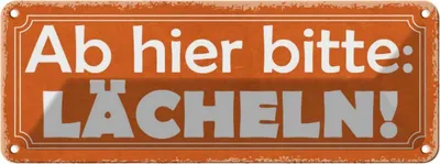 Produktbild von vianmo Blechschild 10x27 cm Ab hier bitte lächeln Dekoration Spruch Zitat