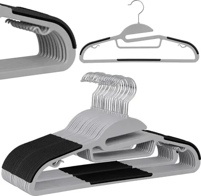 Produktbild von Flexi Kleiderbügel Set 20 Stück grau schwarz
