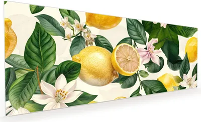 Produktbild von Küchenrückwand Spritzschutz Glas mit Motiv Zitronenblumen 40 x 40 cm