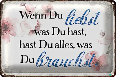 Produktbild von Blechschild Spruch 40x30cm wenn du liebst was du hast