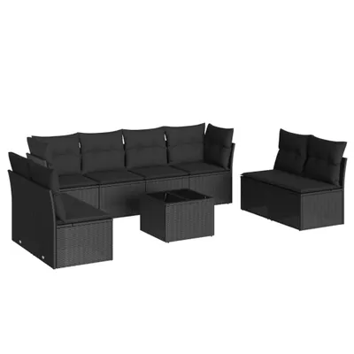 Produktbild von vidaXL 9-tlg. Garten-Sofagarnitur mit Kissen Schwarz Poly Rattan