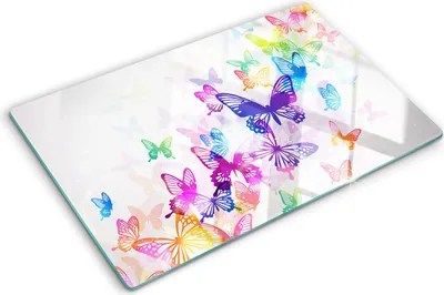 Obrázek produktu pro Kryt varné desky – Kryt na indukční desku – Ochranná skleněná deska – 80x52 cm– Skleněné ochranné desky na sporák –Tvrzené sklo –Barevní motýli