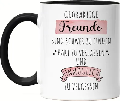 Produktbild von Großartige Freunde Sind Schwer Zu Finden Tasse Schwarz Dankeschön Geschenk Hart Zu Vergessen