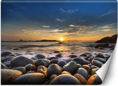 Produktbild von Vlies fototapete Sonnenuntergang am Meer 350x245 cm Feeby Blau inkl. Kleber einfache Montage