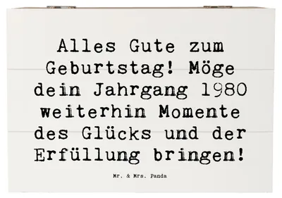 Produktbild von Mr. & Mrs. Panda holzkästchen Spruch 1980 Geburtstag 22 x 15 cm - Weiß - Geschenk, Glückwunsch, handgefertigte Geschenke, Box, Freunde, Leben genießen, fotobox, Alter