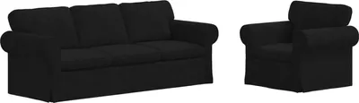 Image de Ensemble de canapés vidaXL, 2 pièces, couleur noire, revêtement en tissu
