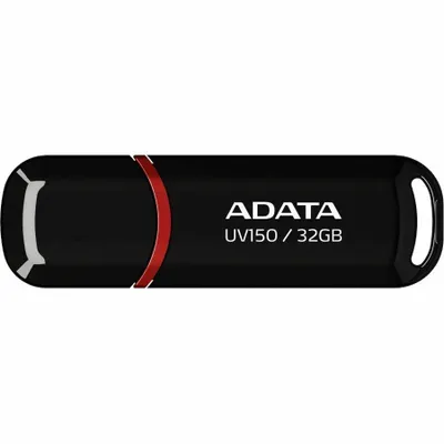 Produktbild von ADATA AUV150-32G-RBK, 32 GB, USB Typ-A, 3.2 Gen 1 (3.1 Gen 1), 90 MB/s, Kappe, Schwarz